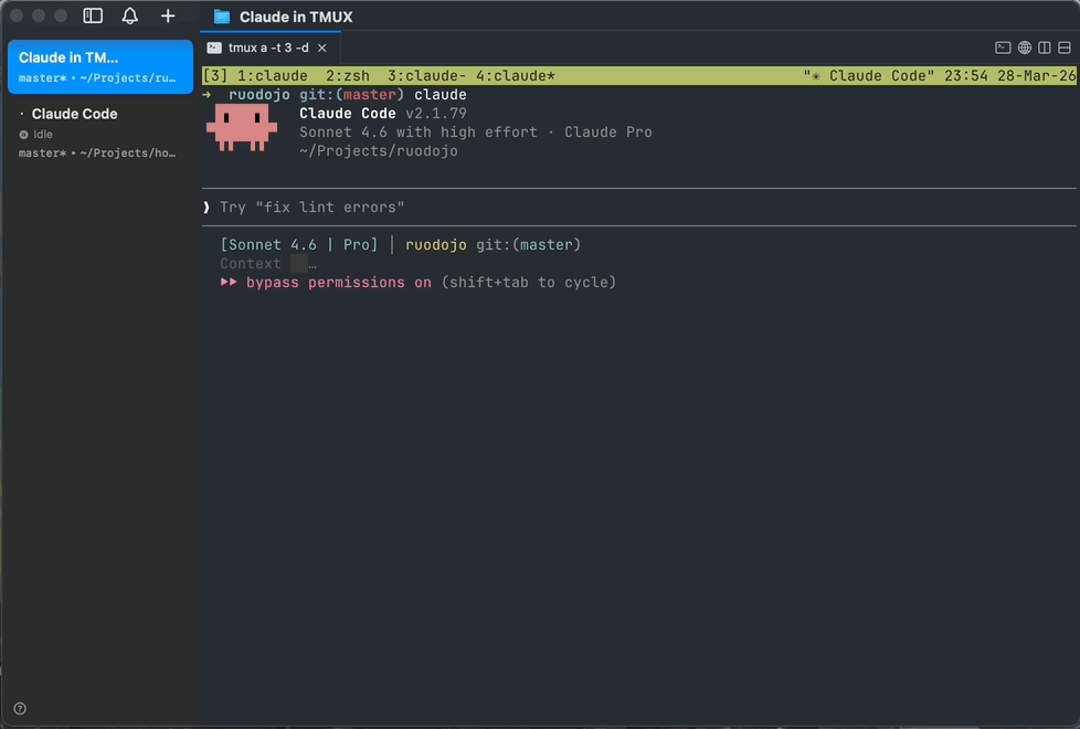 Notification demo — macOS notification popup and tmux window with 🔔 prefix